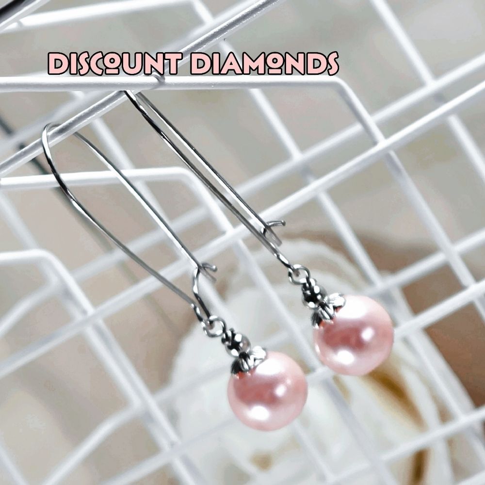 Pink South Sea Shell 10 mm Pearl Earrings Wire Hook on 925 Silver